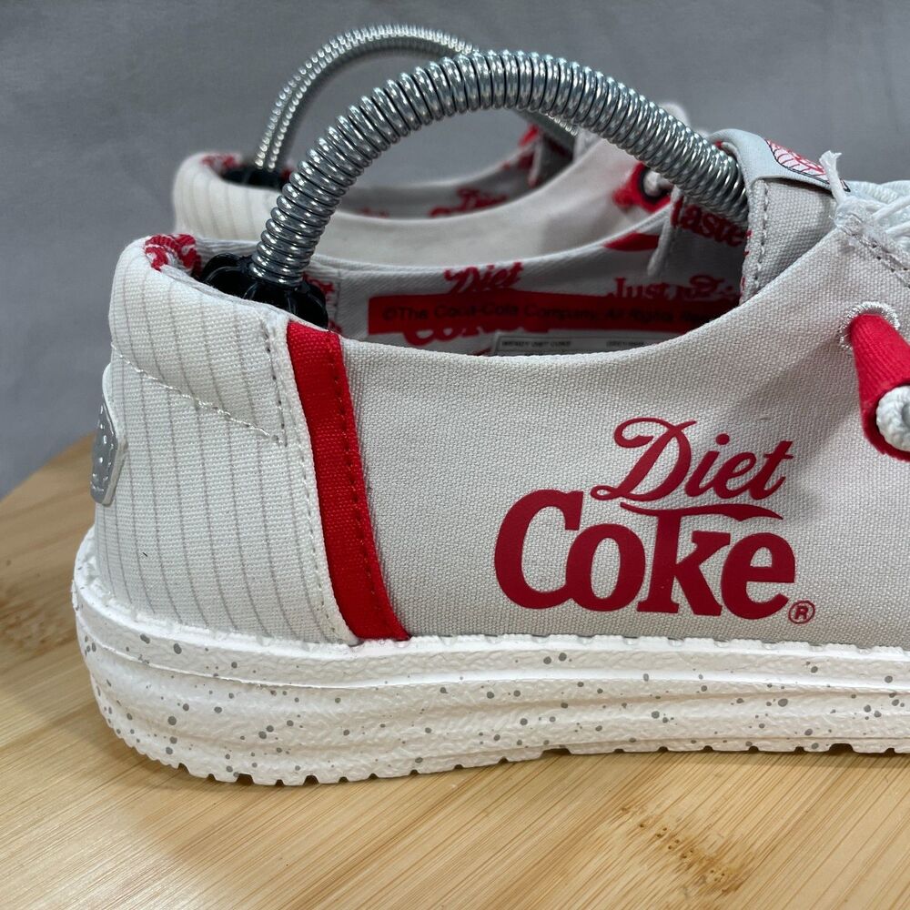 NWT Hey Dude Wendy Diet Coke Womens Size 6 Shoes Slip-on Loafers Grey/Red - Picture 2 of 16
